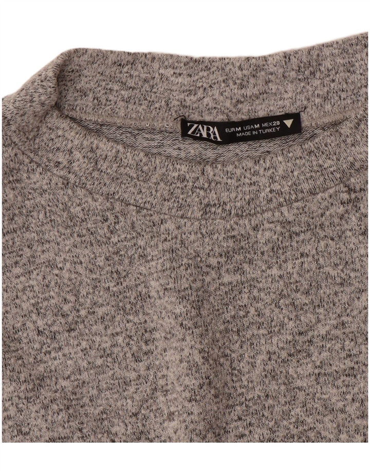 Zara Γυναικείο πουλόβερ με λαιμόκοψη UK 12 Medium Grey