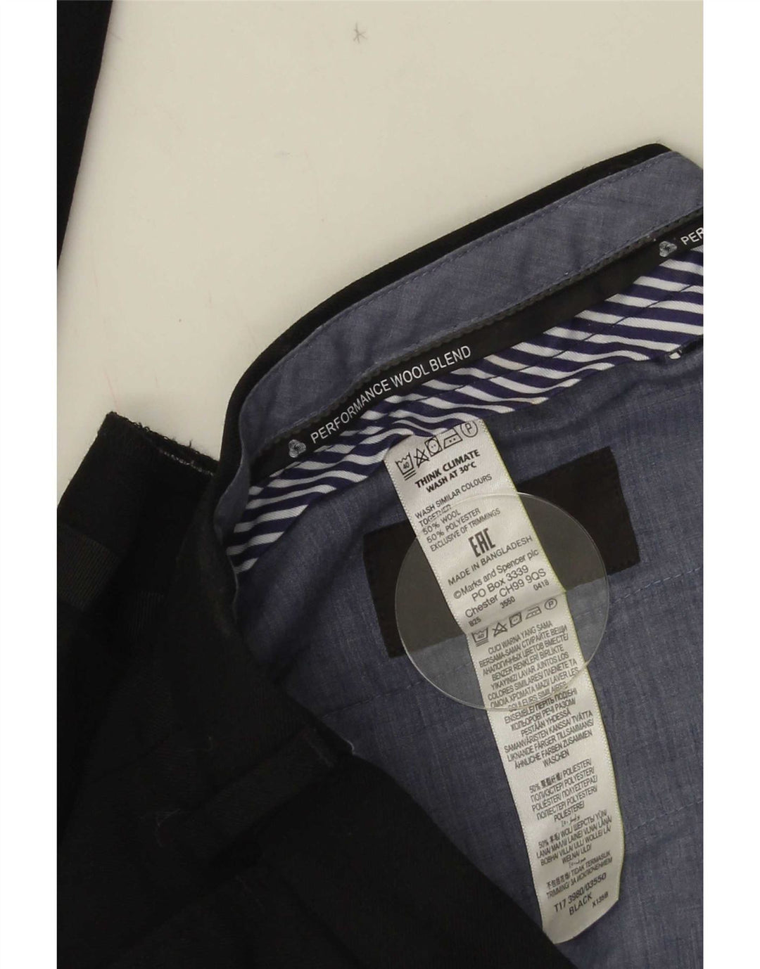 Ανδρικό ίσιο παντελόνι Marks & Spencer W34 L29 Μαύρο μάλλινο