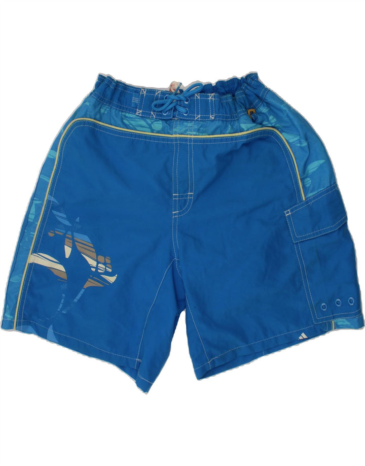 ADIDAS Boys Swimming Shorts 13-14 Years  Blue Floral Polyester Vintage Adidas and Second-Hand Adidas from Messina Hembry 