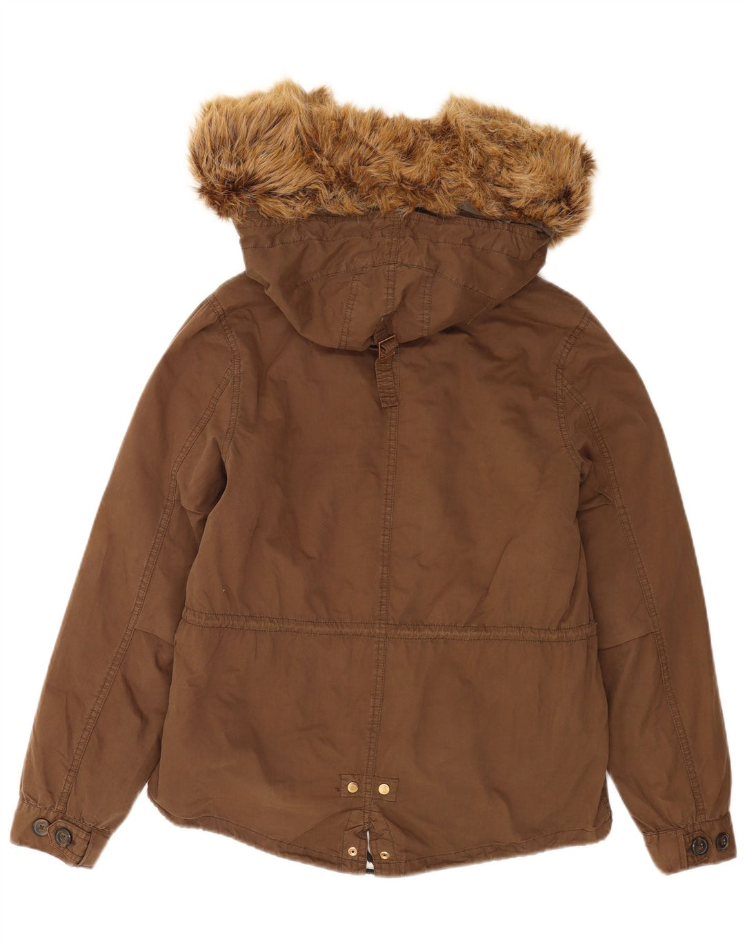 Zara Γυναικείο μπουφάν Parka με κουκούλα UK 10 Small Brown Polyester