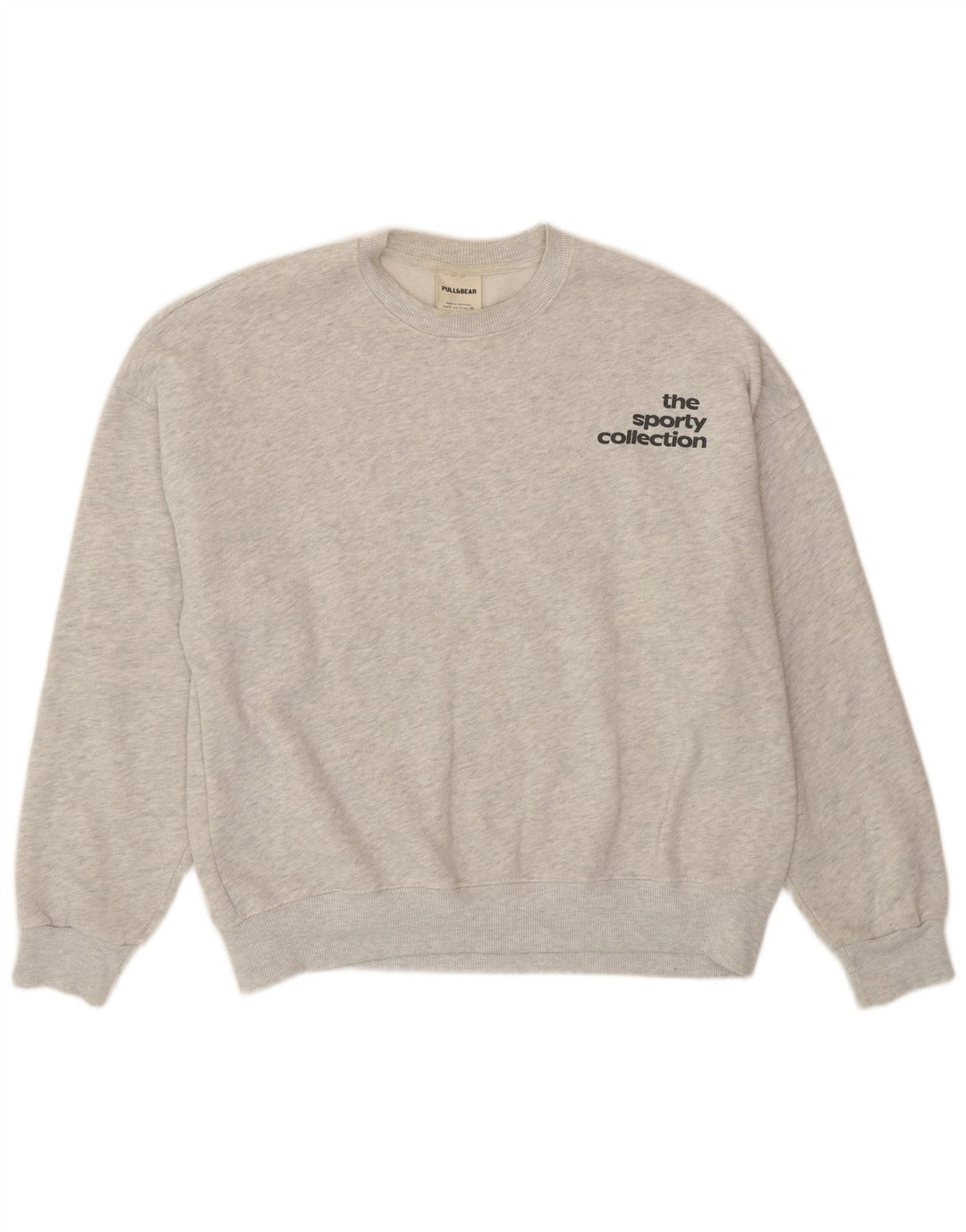 Pull & Bear Γυναικείο γραφικό φούτερ Jumper UK 10 Small Grey Flecked