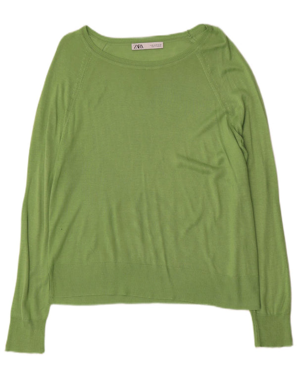 Zara Γυναικείο πουλόβερ με λαιμόκαυστο UK 14 Medium Green