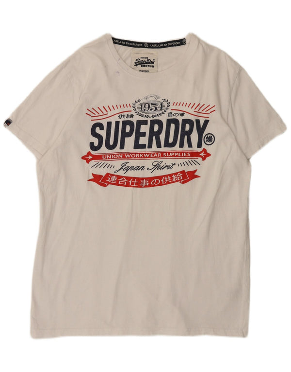 Superdry Ανδρικό γραφικό T-Shirt Top 2XL Λευκό βαμβακερό