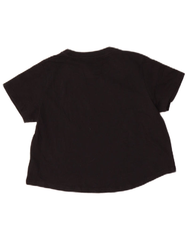 Nike Girls Crop Graphic T-Shirt Top 10-11 Years Medium Black Cotton