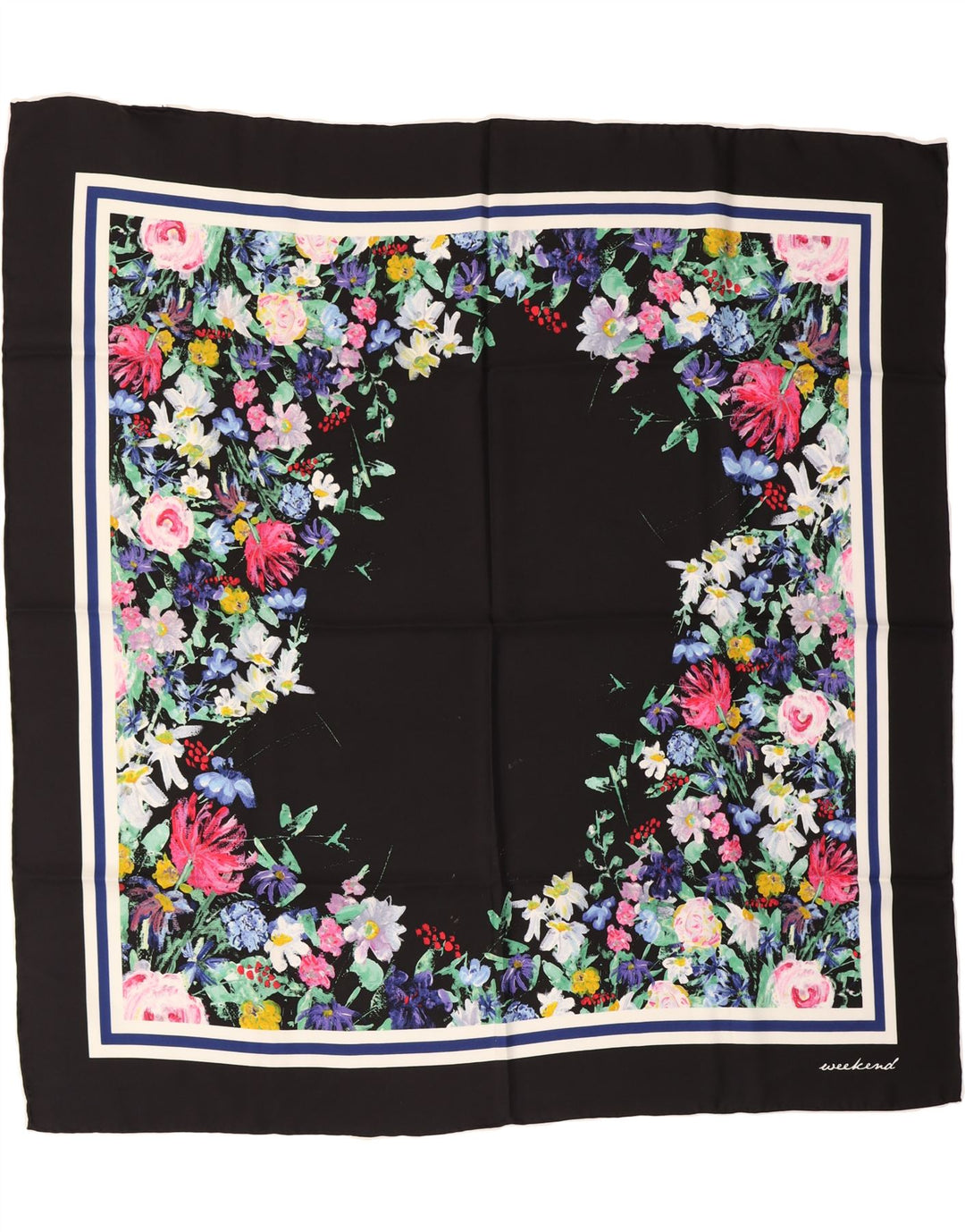 MAX MARA Womens Square Scarf One Size Black Floral Silk Vintage Max Mara and Second-Hand Max Mara from Messina Hembry 