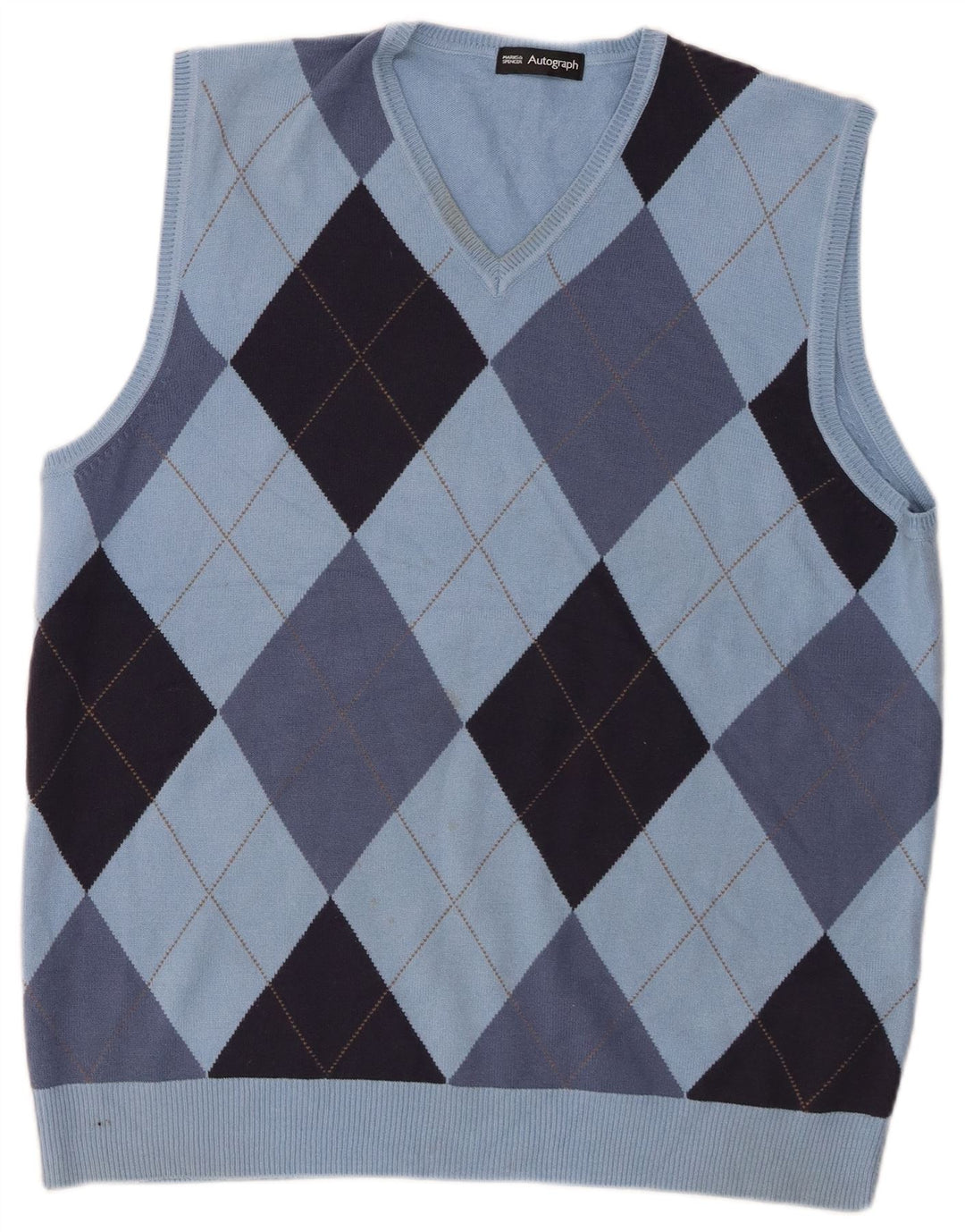 Marks & Spencer Ανδρικό γιλέκο Autograph Tank Top Large Blue Argyle/Diamond