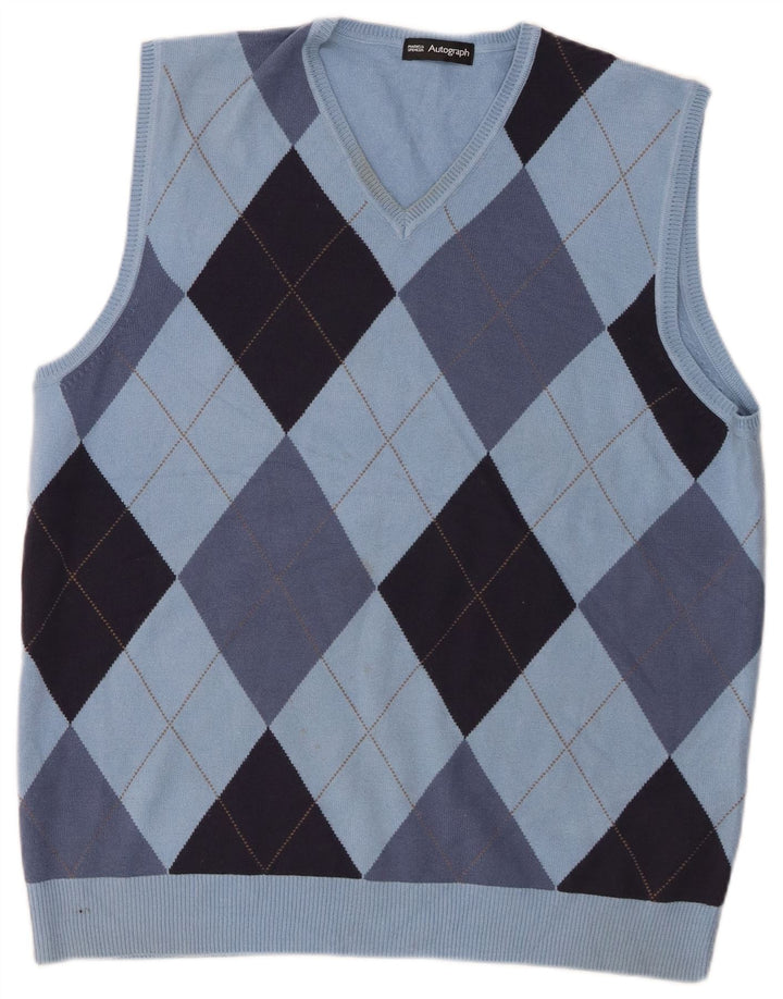 Marks & Spencer Ανδρικό γιλέκο Autograph Tank Top Large Blue Argyle/Diamond
