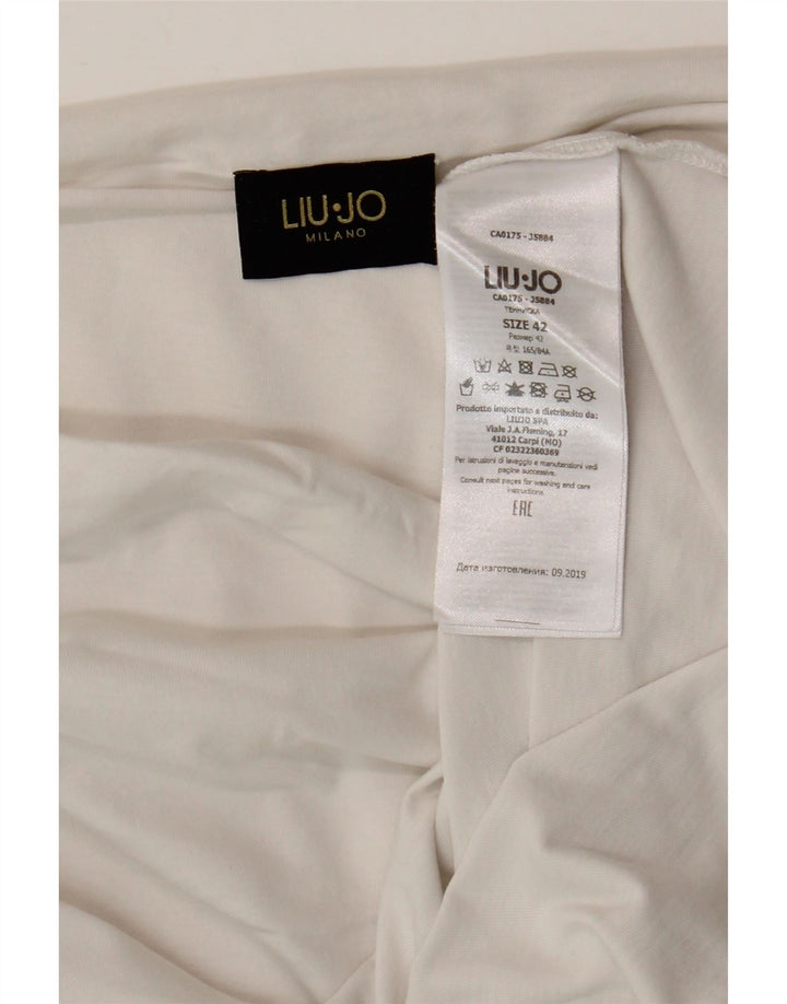 Liu Jo Γυναικείο γραφικό T-Shirt Top IT 42 Μεσαίο λευκό βαμβακερό