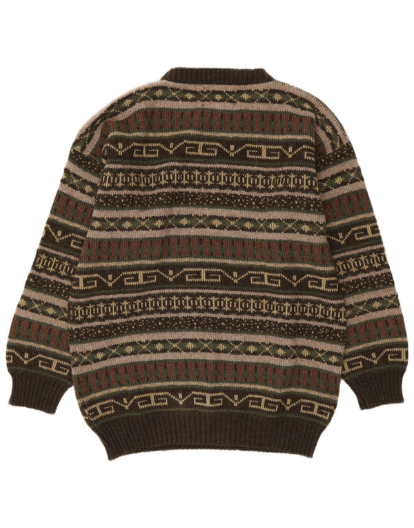 Ανδρικό πουλόβερ Le Laureat Crew Neck Jumper Medium Khaki γεωμετρικό μαλλί