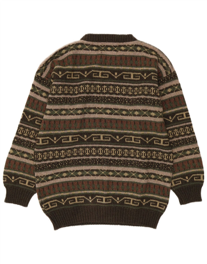 Ανδρικό πουλόβερ Le Laureat Crew Neck Jumper Medium Khaki γεωμετρικό μαλλί