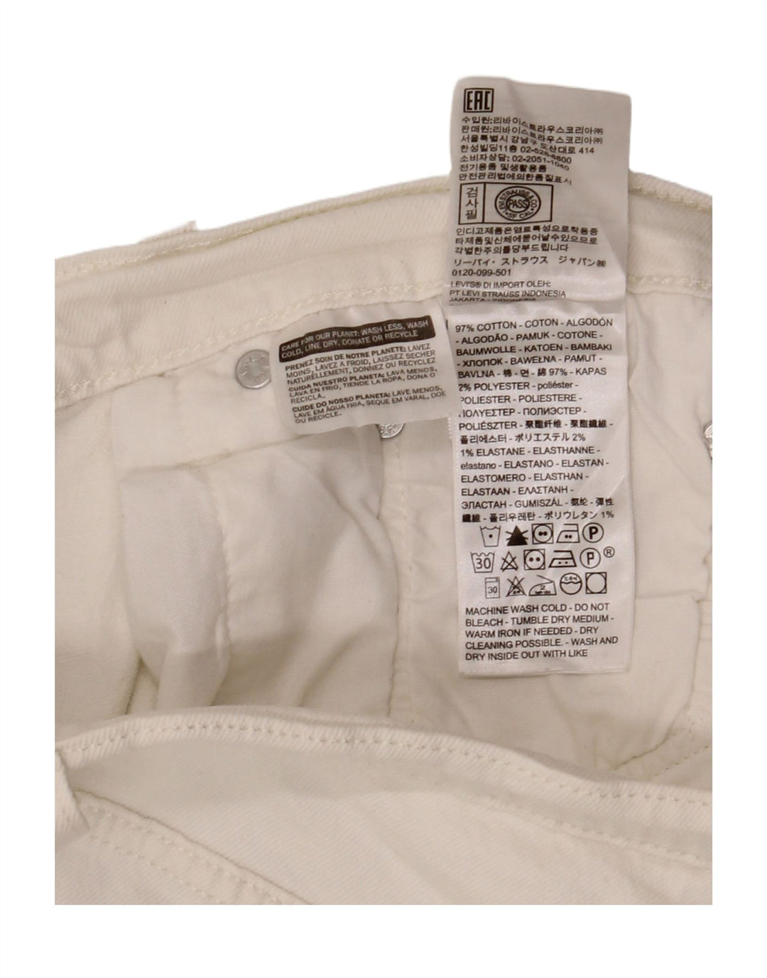 LEVI'S Γυναικείο 501 τζιν σορτς W30 Μεσαίο λευκό βαμβακερό