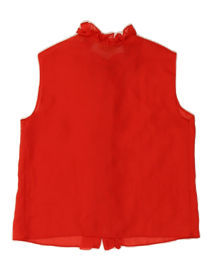 VINTAGE Womens Sleeveless Ruffle Front Blouse Top EU 42 Large Red Vintage Vintage and Second-Hand Vintage from Messina Hembry 