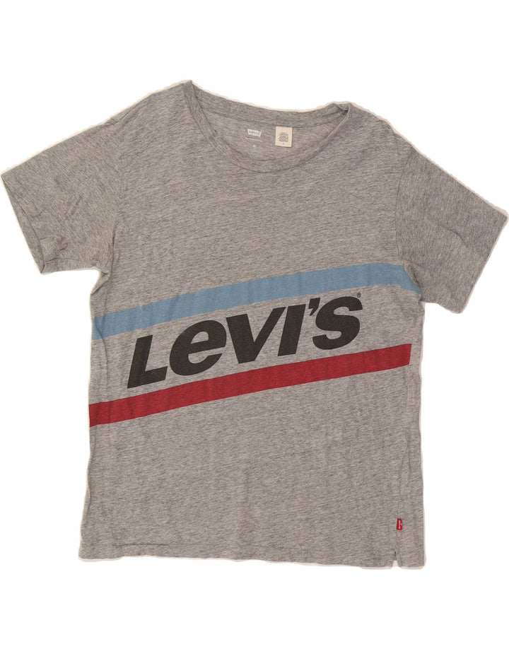 LEVI'S Womens Graphic T-Shirt Top UK 14 Medium Grey Flecked Vintage Levi's and Second-Hand Levi's from Messina Hembry 