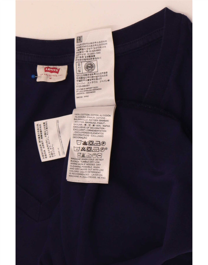 Γυναικείο T-Shirt Levi's Top UK 14 Medium Navy Blue Cotton