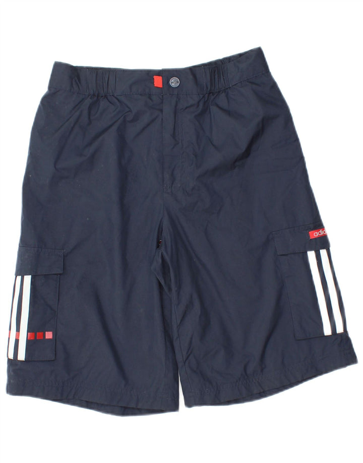 ADIDAS Boys Cargo Shorts 11-12 Years W26  Navy Blue Polyester