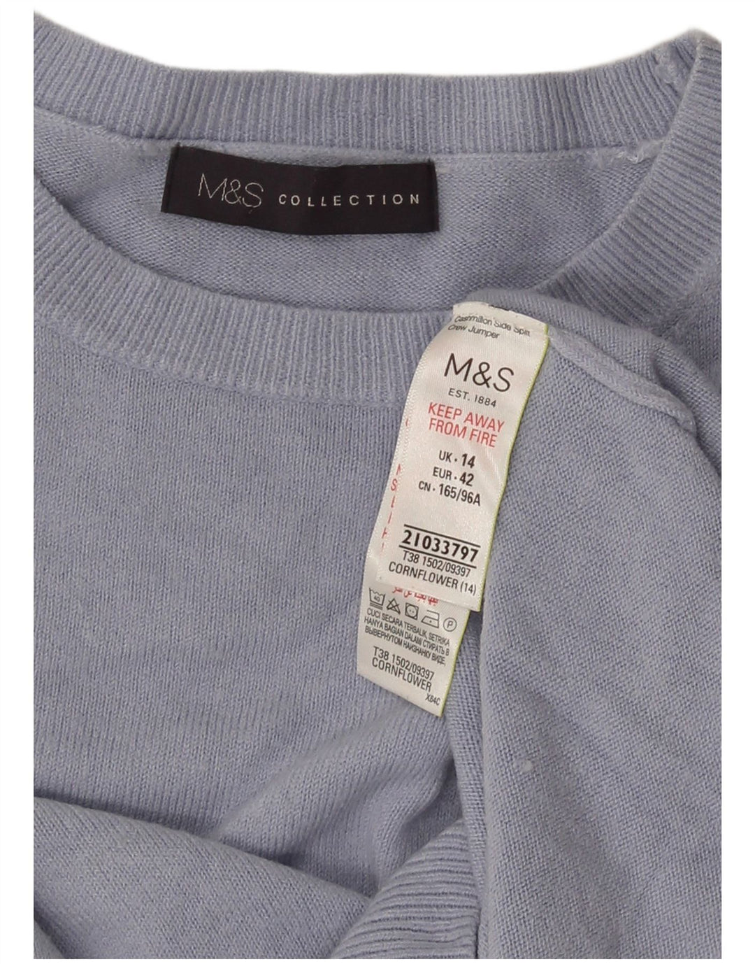 Marks & Spencer Γυναικείο πουλόβερ με λαιμόκοψη UK 14 μεσαίου μπλε ακρυλικό