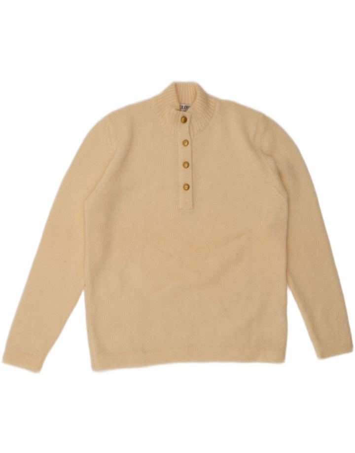 COLOMBO Γυναικείο πουλόβερ με λαιμό και κουμπιά IT 44 Medium Off White Mohair