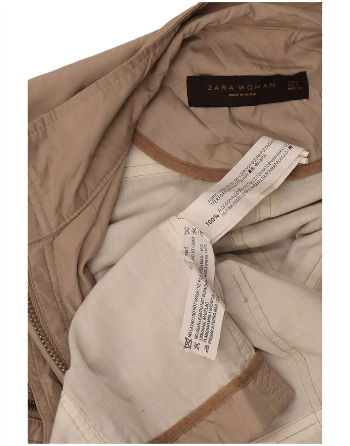 Zara Γυναικείο Utility Jacket UK 14 Large Beige Βαμβακερό