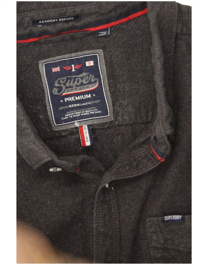 Ανδρικό φανελένιο πουκάμισο Superdry 2XL γκρι βαμβακερό