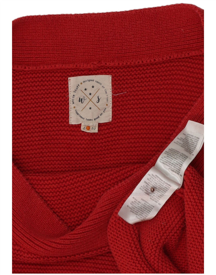WHITE STUFF Γυναικείο πουλόβερ με λαιμό σκάφος UK 22 3XL κόκκινο βαμβακερό