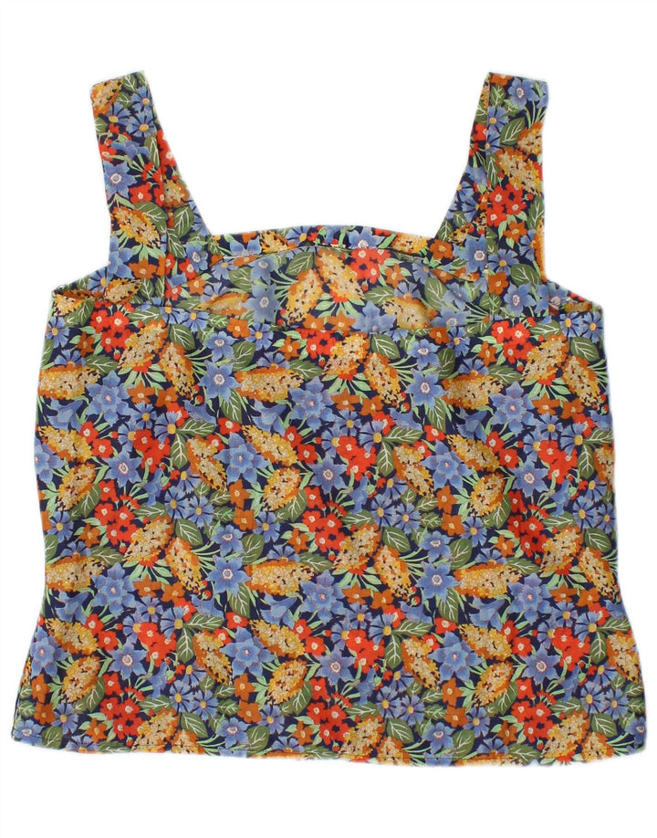 Vintage Womens Cami Top UK 10 Small πολύχρωμα Floral