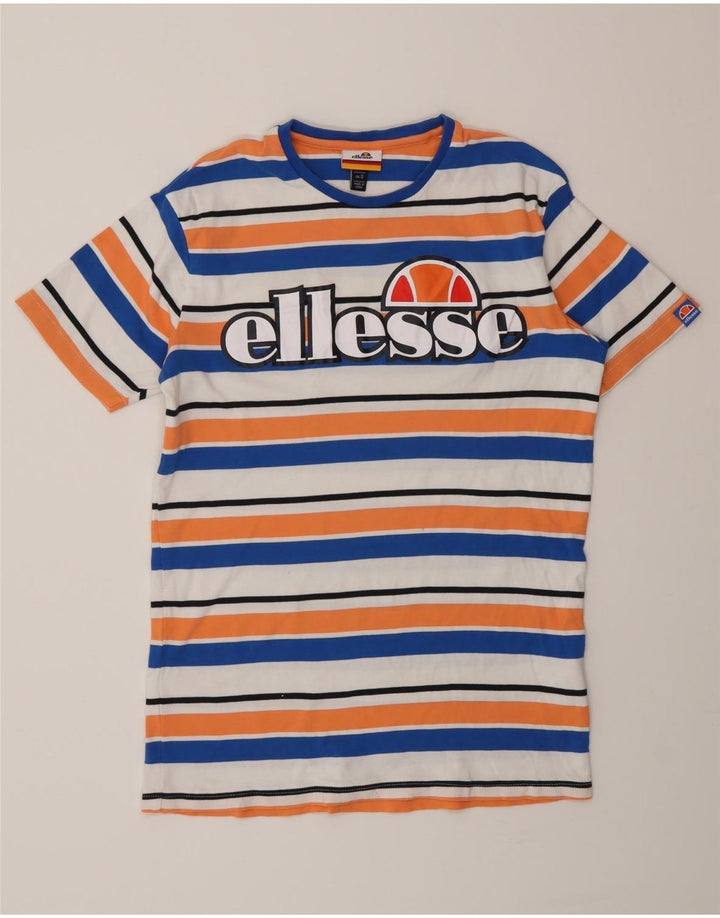 Ellesse Ανδρικό γραφικό T-Shirt Top Μικρό πολύχρωμο βαμβακερό ριγέ
