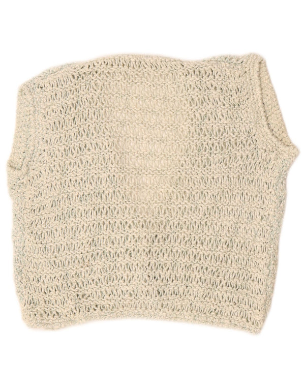 Vintage γυναικείο πουλόβερ See Through Cardigan UK 16 Large Off White Flecked