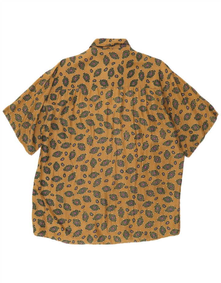 Vintage Ανδρικό κοντομάνικο πουκάμισο Μεσαίο μπεζ γεωμετρικό μετάξι