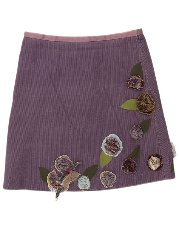Boden Γυναικεία Κοτλέ Φούστα UK 12 Medium W32 Μωβ Floral