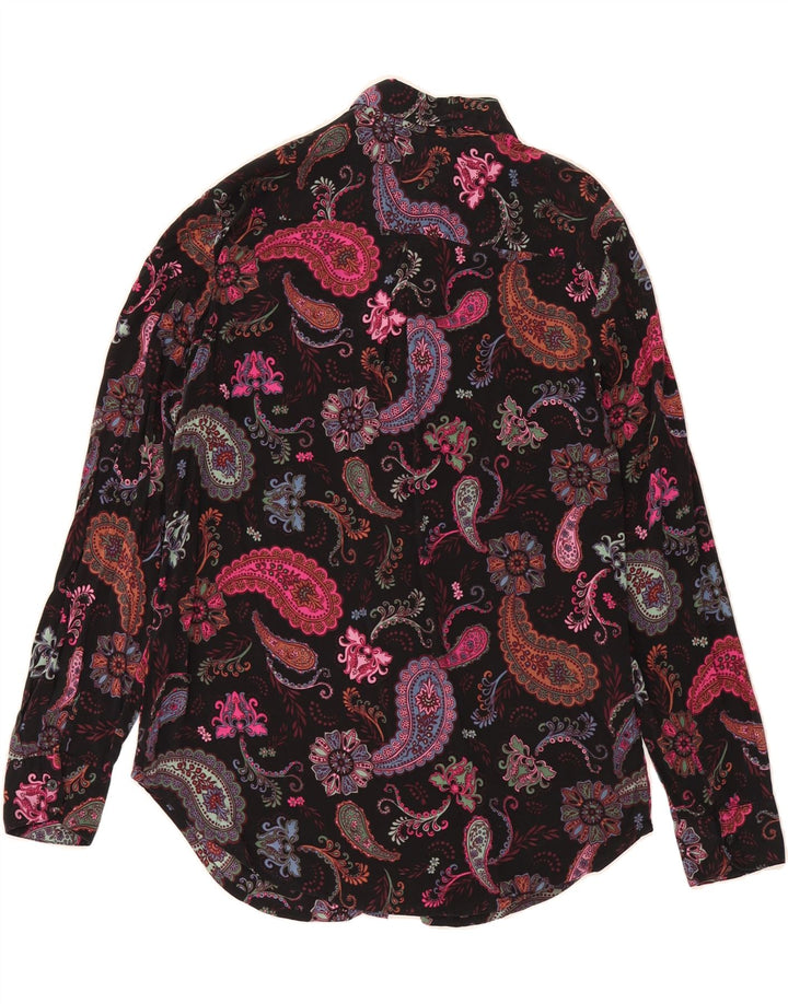 BENETTON Γυναικείο πουκάμισο UK 10 Small Black Paisley Modal