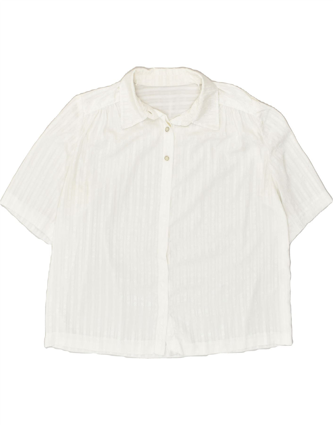 VINTAGE Womens Short Sleeve Shirt UK 22 3XL White Striped | Vintage Vintage | Thrift | Second-Hand Vintage | Used Clothing | Messina Hembry 