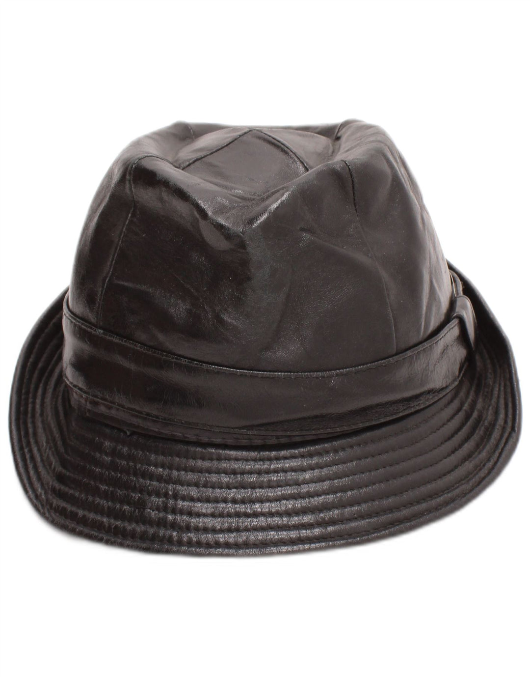 Vintage Ανδρικό Δερμάτινο Καπέλο Fedora Μεσαίο Μαύρο