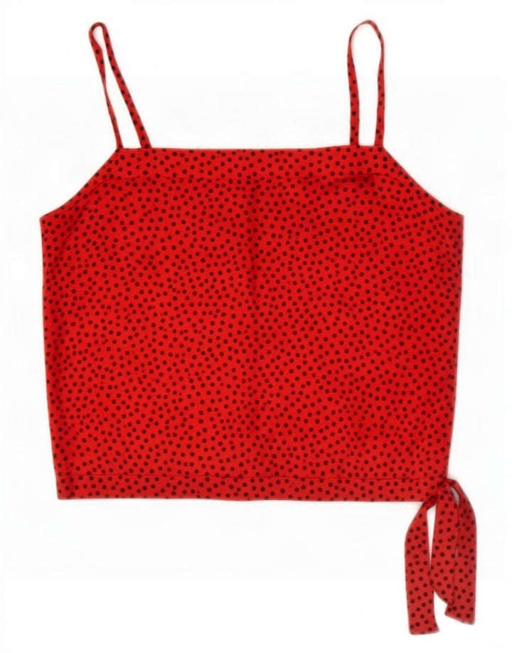 Vintage Womens Crop Cami Top UK 12 Medium Red Spotted