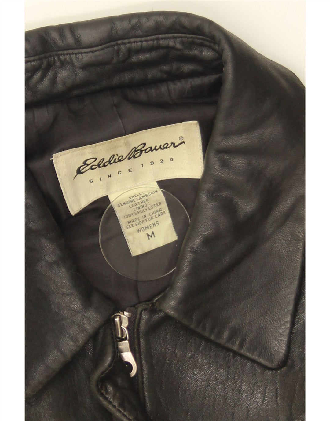 EDDIE BAUER Γυναικείο Δερμάτινο Μπουφάν UK 14 Medium Black Leather