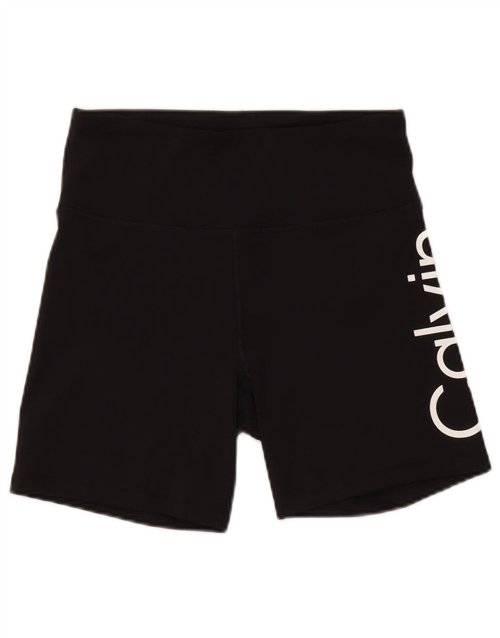 Calvin Klein Womens Graphic Sport Shorts UK 12 Medium Black Polyester