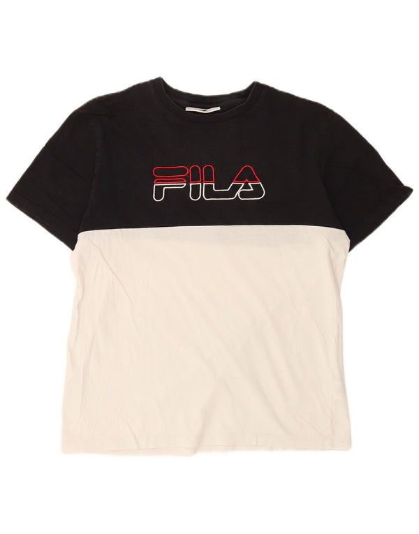 Ανδρικό γραφικό μπλουζάκι Fila Top Medium Black Colourblock Βαμβακερό