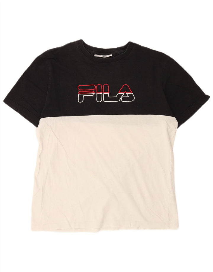 Ανδρικό γραφικό μπλουζάκι Fila Top Medium Black Colourblock Βαμβακερό