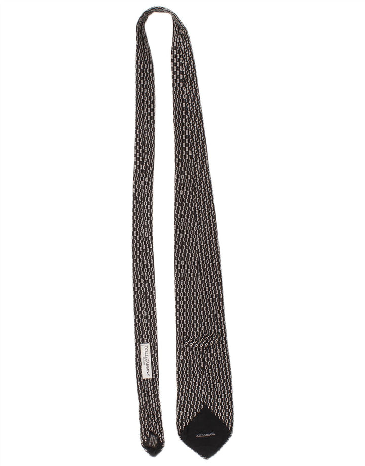 Ανδρική γραβάτα Dolce & Gabbana One Size Black Geometric Silk Classic
