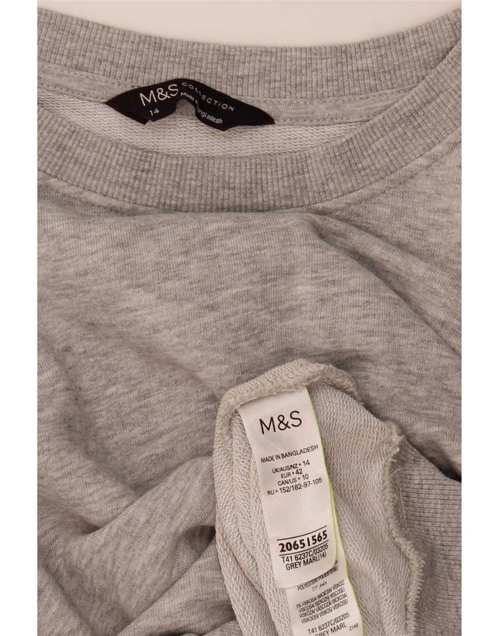 Marks & Spencer Γυναικεία Φούτερ Jumper UK 14 Large Grey Cotton