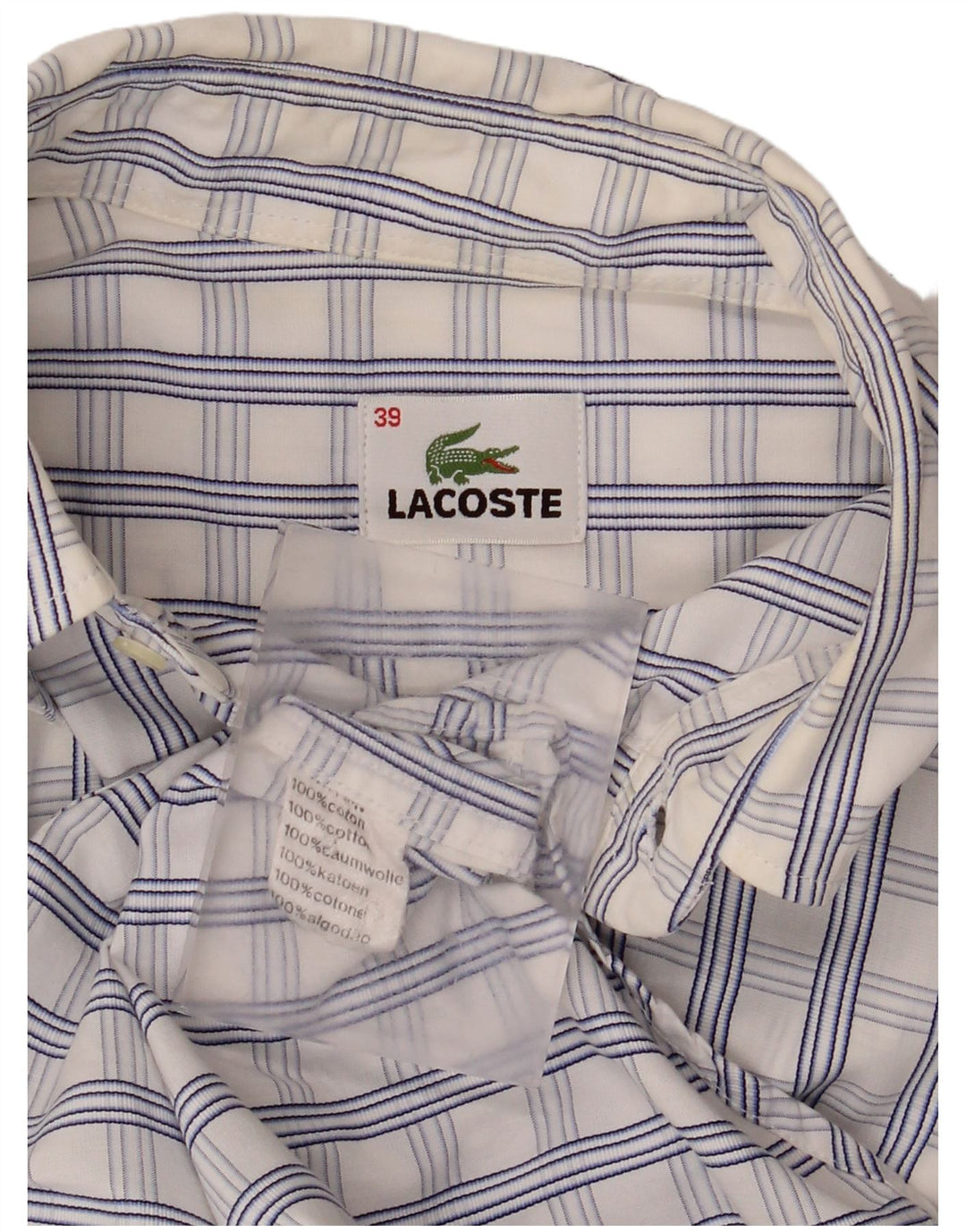 Ανδρικό κοντομάνικο πουκάμισο Lacoste, Μέγεθος 39 Λευκό μεσαίο βαμβακερό