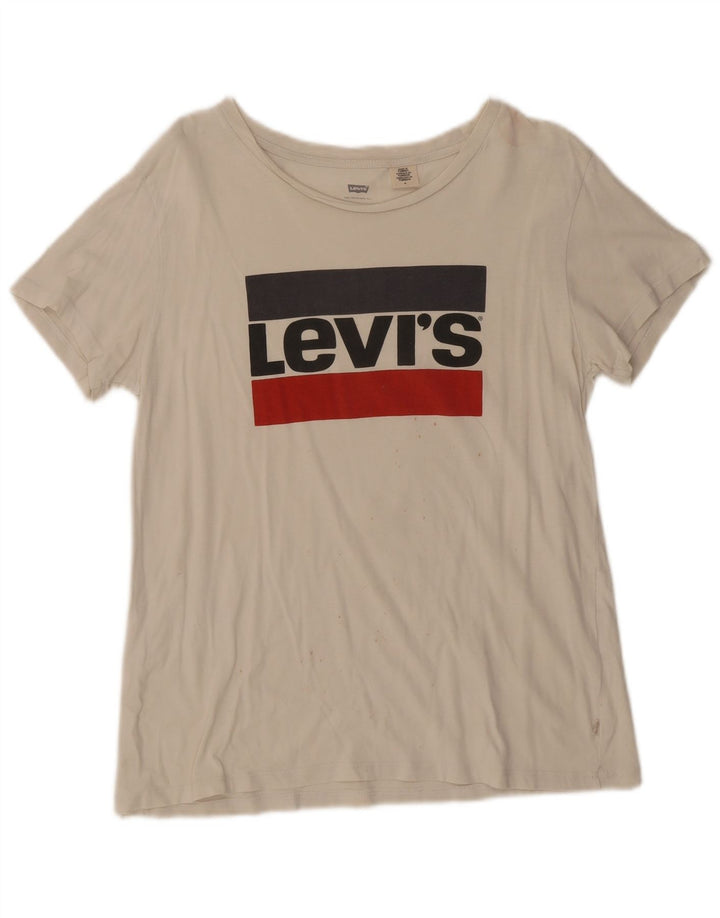 Γυναικείο γραφικό T-Shirt Levi's Top UK 14 Medium White