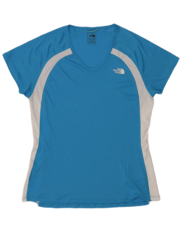The North Face γυναικείο T-Shirt Top UK 14 Large Blue Colorblock Polyester