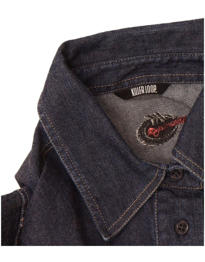 Killer Loop Γυναικείο τζιν πουκάμισο UK 8 Small Navy Blue