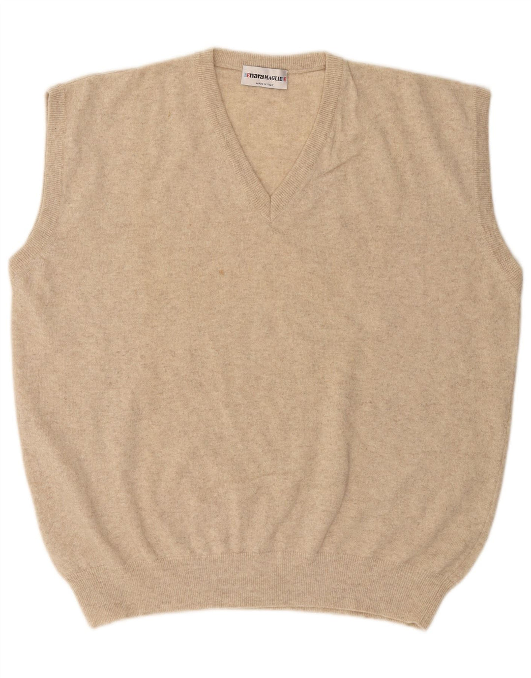 ENARA MAGLIE Mens Vest Tank Top XL Beige Wool