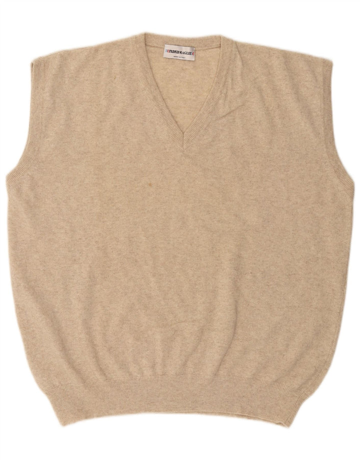 ENARA MAGLIE Mens Vest Tank Top XL Beige Wool