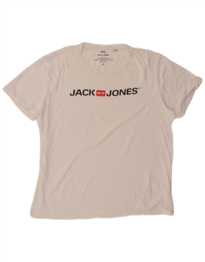 JACK & JONES Ανδρικό γραφικό T-Shirt Top 2XL Λευκό βαμβακερό