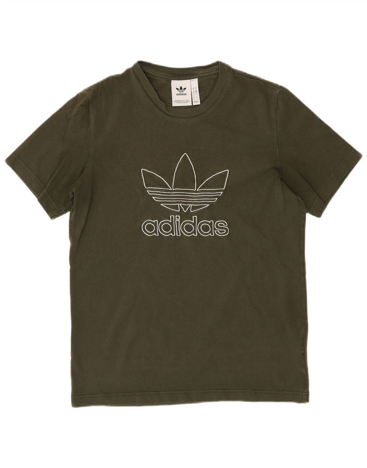 Ανδρικό γραφικό T-Shirt ADIDAS Top Μικρό Χακί Βαμβακερό