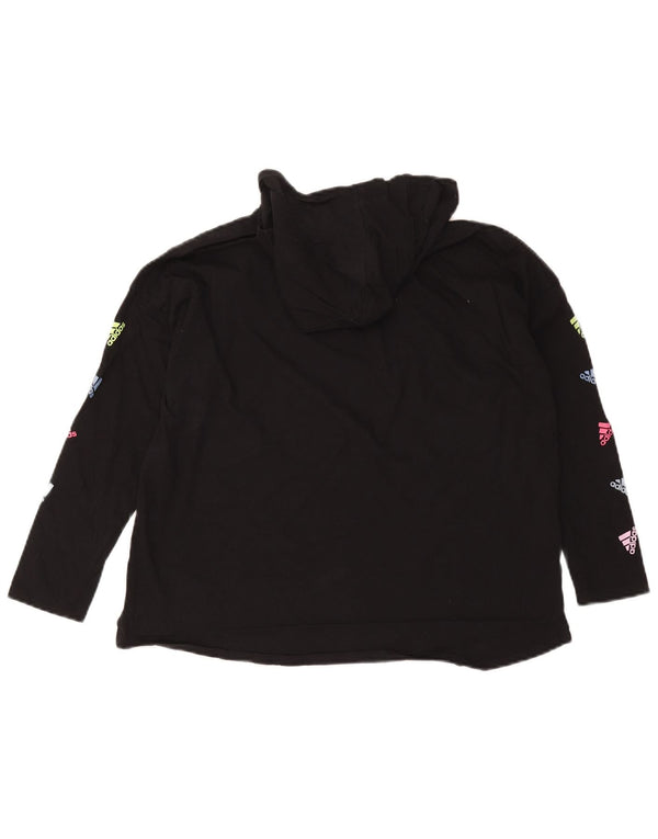Γυναικεία Adidas Graphic Loose Fit Hoodie Jumper UK 18 XL Μαύρο βαμβακερό