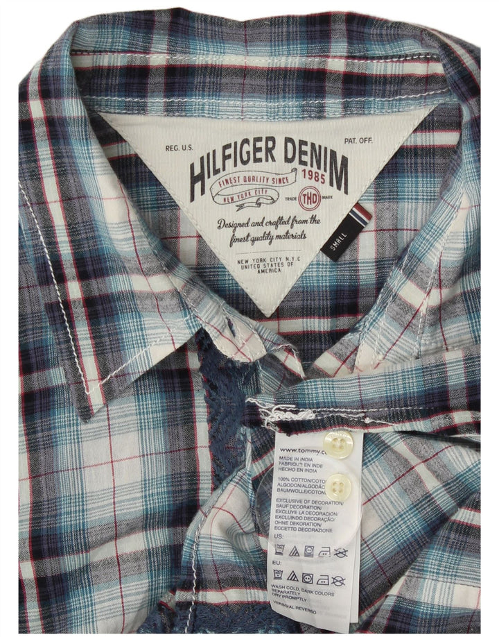 Tommy Hilfiger Γυναικείο πουκάμισο UK 10 Small Blue Check Cotton
