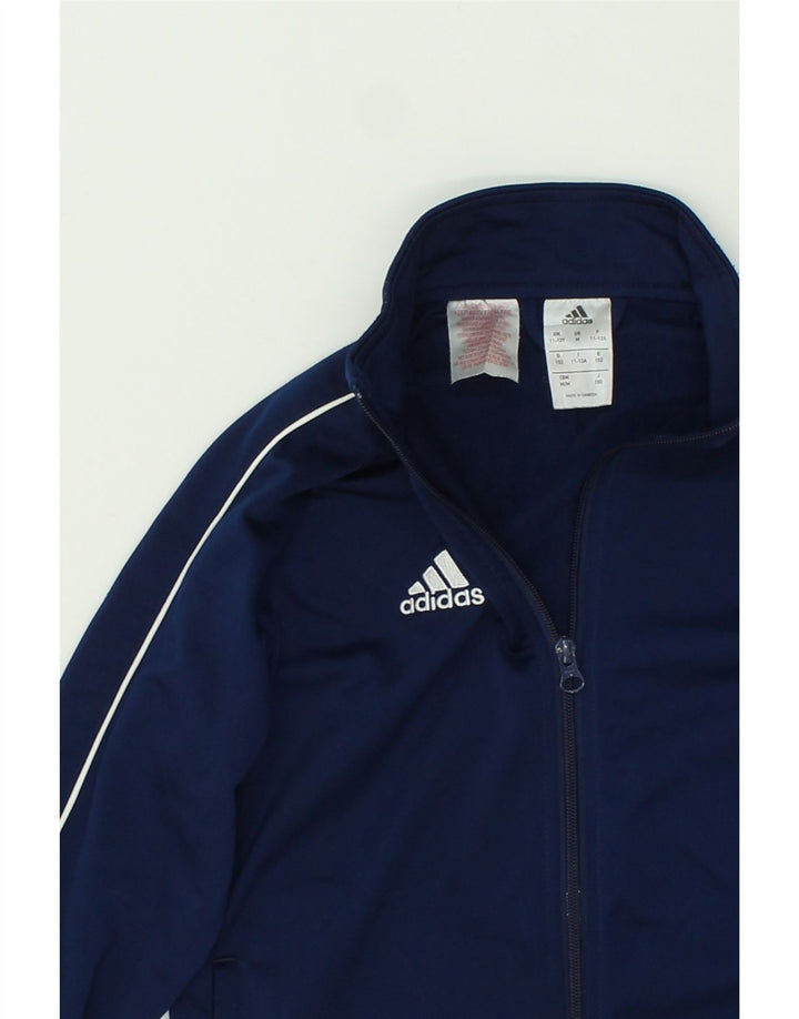 ADIDAS Boys Graphic Tracksuit Top Jacket 11-12 Years Navy Blue Polyester Vintage Adidas and Second-Hand Adidas from Messina Hembry 